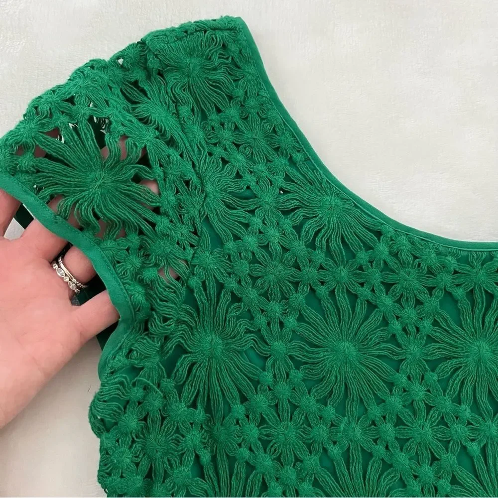 Anthropologie Cluny by Cynthia Steffe Green Crochet Lace Mini Dress, Size 2 NWOT